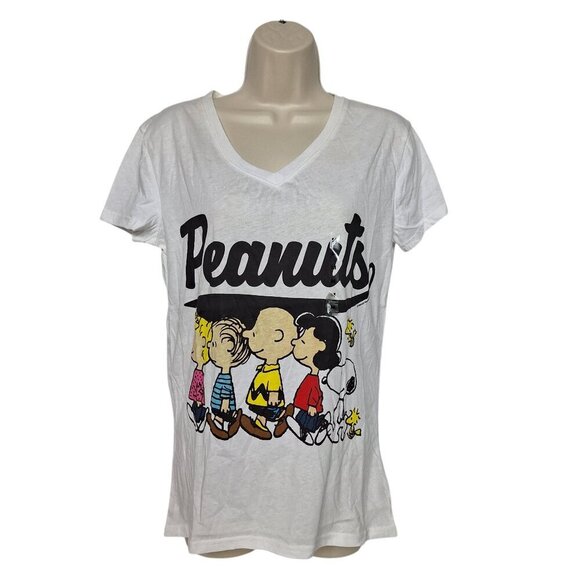 Peanuts Gang Women's V Neck Graphic Print T-Shirt Medium - Picture 2 of 4